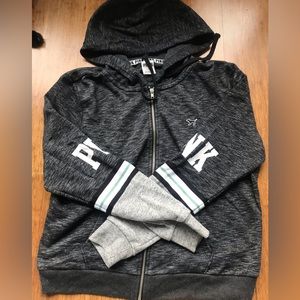 Pink Victoria’s Secret Gray and Black Hoodie - Size L
